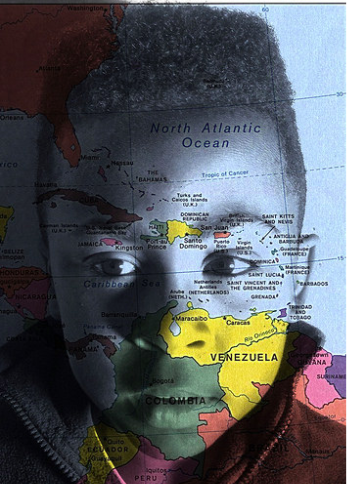 A map projected onto a child's face