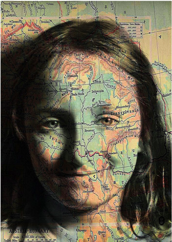 A map projected onto a child's face