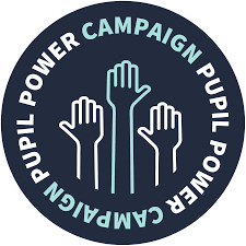 Button: pupil power logo, visit website